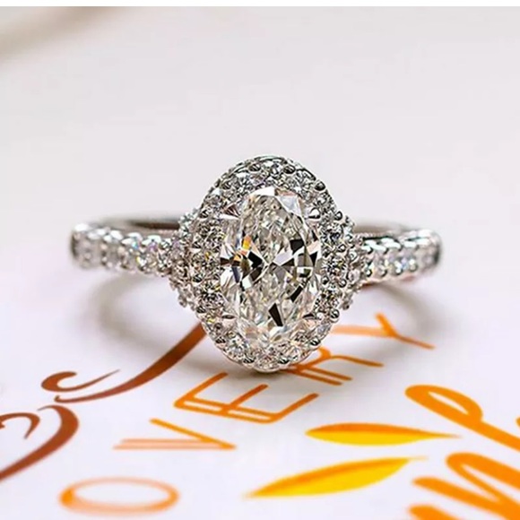 Jewelry - Elegant925 Silver Ring Oval Cut White Sapphire